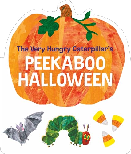 Pumpkin-shaped board book with the Very Hungry Caterpillar and Halloween imagery.