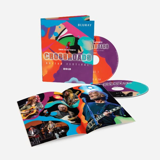 Eric Clapton's Crossroads Guitar Festival Blu-ray packaging with discs and booklet.