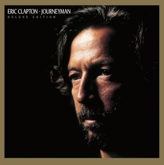Eric Clapton's "Journeyman" album cover: a close-up portrait in sepia tones.