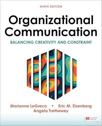 Textbook cover: "Organizational Communication," ninth edition, with abstract colorful design.