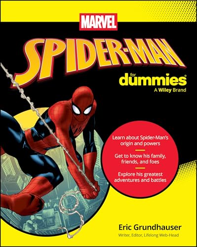 Book cover featuring Spider-Man swinging with text “For Dummies.”