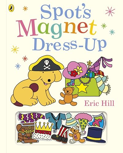 Yellow puppy Spot with magnetic clothing accessories, illustrated cover.