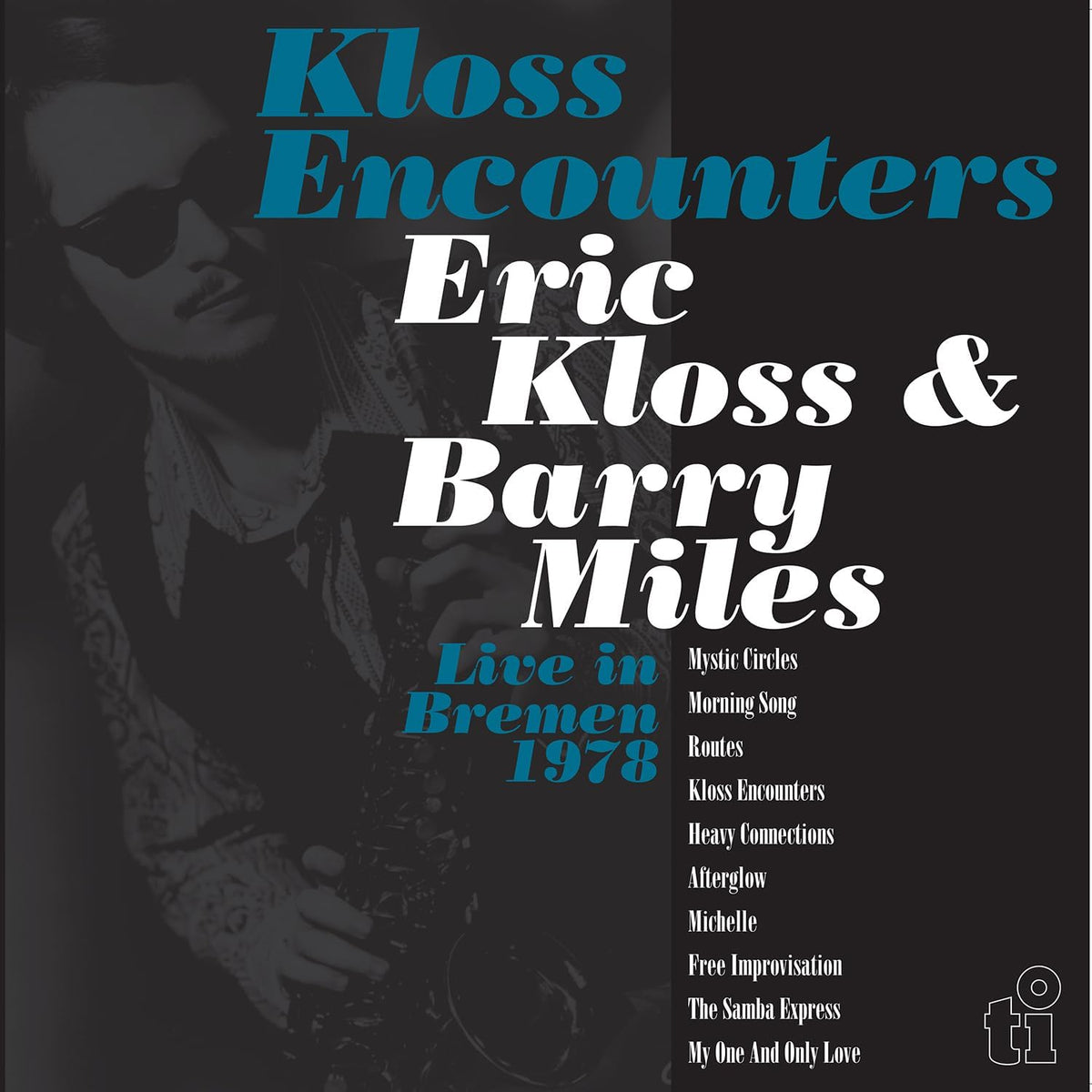 Album cover featuring Eric Kloss and Barry Miles with tracklist on a dark background.