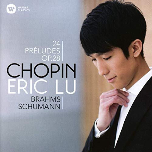CD cover featuring pianist Eric Lu with Chopin and Schumann text.