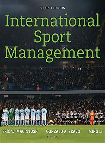 Book cover for “International Sport Management,” second edition, with soccer players.