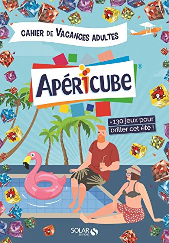 Colorful vacation activity book cover with people by a pool.