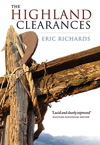 Book cover for "The Highland Clearances" featuring a weathered wooden structure.