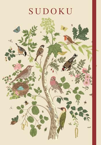 Sudoku book cover with illustration of birds and foliage.
