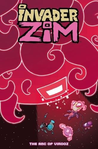 Cover of Invader Zim Volume 5 comic with pink swirls and characters.