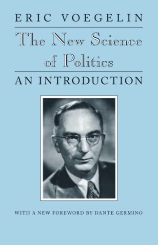 Book cover: "The New Science of Politics" by Eric Voegelin, with author portrait.