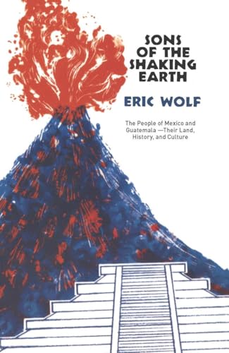 Book cover: erupting volcano illustration above ancient pyramid steps.
