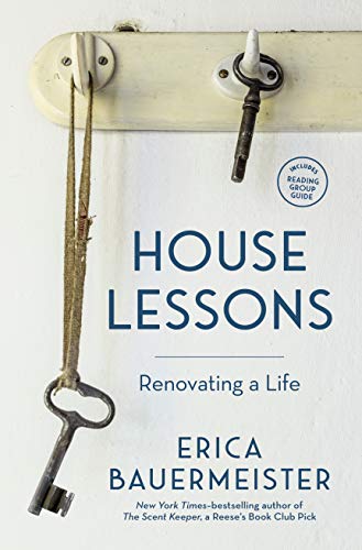 Book cover: "House Lessons" by Erica Bauermeister, with keys hanging above title.