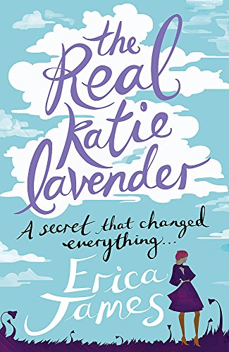 Book cover for "The Real Katie Lavender" with purple script and a silhouetted figure.