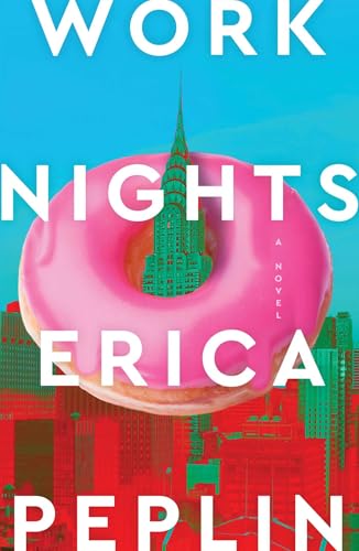 Book cover: pink donut with Empire State Building, red and blue background.