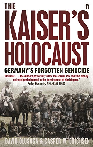 Book cover showing German soldiers with Herero people in a historical black-and-white photograph.