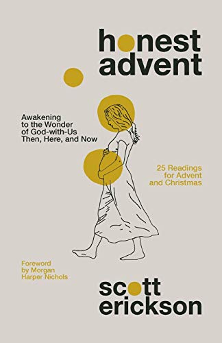 Book cover with illustrated pregnant woman and text “honest advent.”