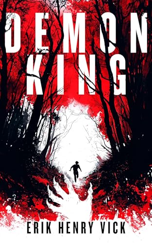 Book cover: dark forest, large hand, and a silhouetted figure running.
