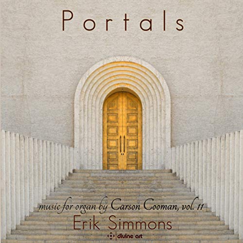 "Album cover featuring a large wooden door at the top of stone stairs."