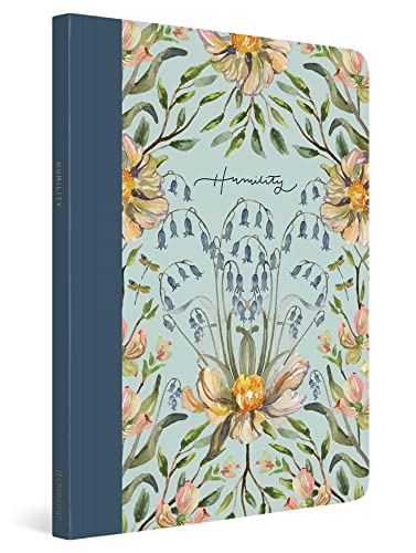 Floral journal with the word "Humility" on a light blue background.