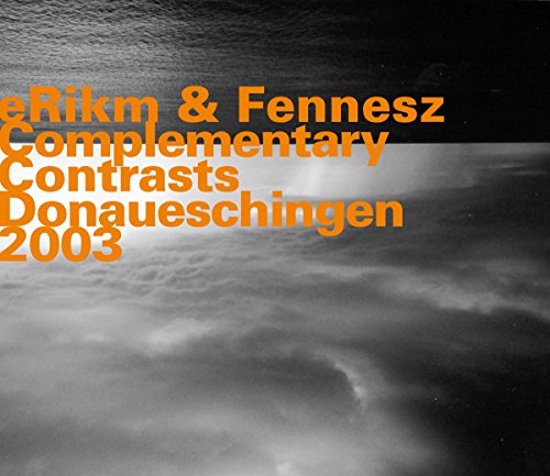 "Album cover with orange text on a black-and-white cloudy background."