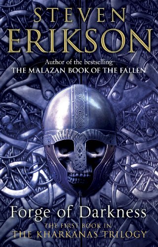 Book cover: dark helmet with skull faceplate, ornate metal background.