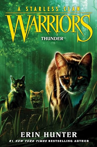 Book cover: three cats in a forest, titled "Warriors: Thunder.