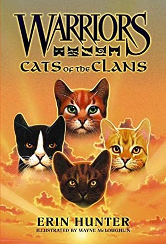 Book cover featuring four cat portraits against a fiery orange sky.