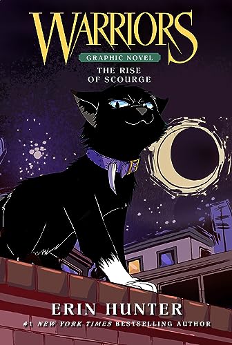 A black cat with a spiked collar stands on a brick wall at night.