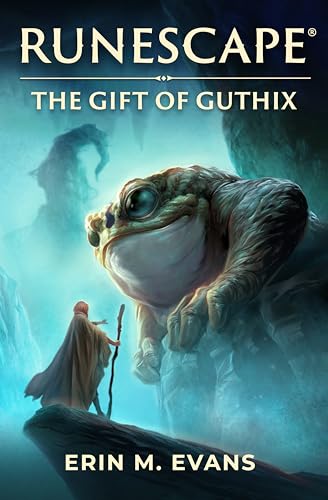 Book cover featuring a large toad, a hooded figure, and misty mountains.