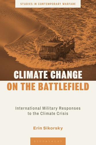 Book cover: military vehicle in floodwater, title “Climate Change on the Battlefield.”