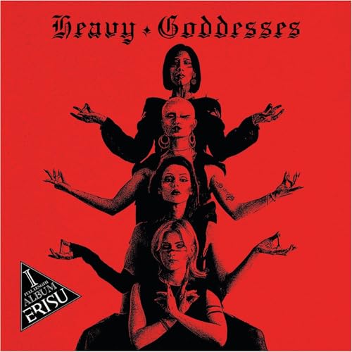 Red albumB black album cover featuring four women stacked vertically with outstretched arms.