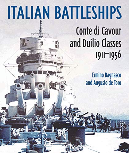 Book cover featuring a historic Italian battleship with large cannons.