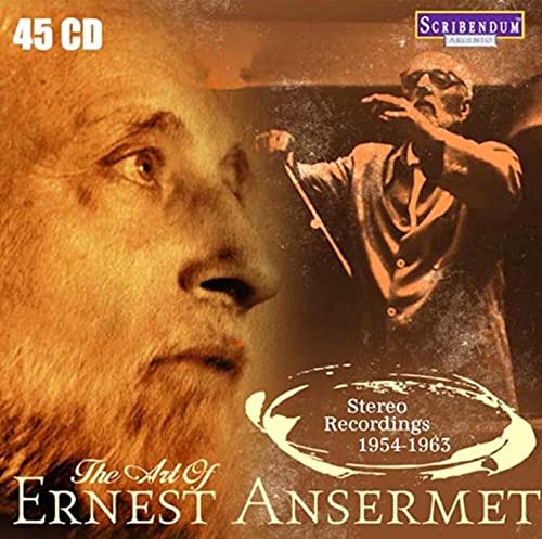 CD cover featuring a portrait of conductor Ernest Ansermet with text.