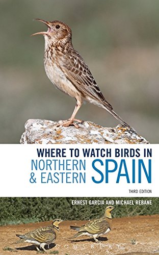 Book cover: "Where to Watch Birds in Northern & Eastern Spain" with lark.