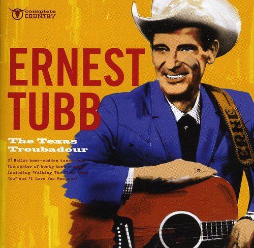 Ernest Tubb album cover featuring a man in a white cowboy hat holding a red guitar.