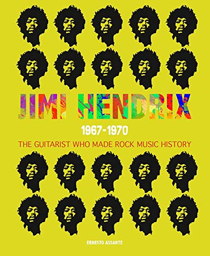 Book cover featuring repeating portraits of Jimi Hendrix in black and yellow.