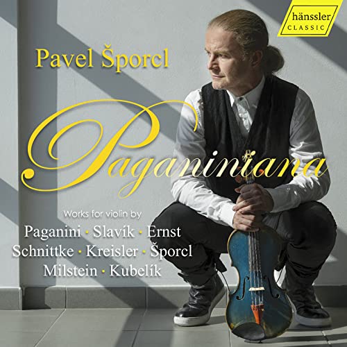 CD cover featuring violinist Pavel Šporcl holding a violin.