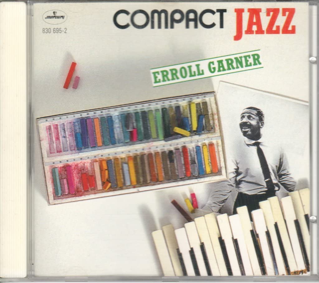 CD cover for Erroll Garner’s “Compact Jazz” with colorful chalk and piano keys.