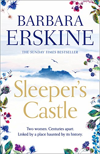 Book cover for “Sleeper’s Castle” featuring a distant castle in mist and floral borders.