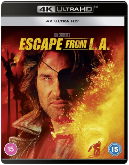 Escape from L.A. 4K Ultra HD cover featuring Snake Plissken with an eye patch.
