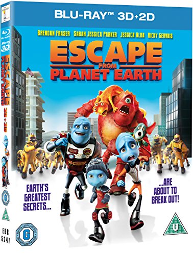 Escape From Planet Earth" Blu-ray cover featuring animated alien characters.