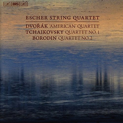 "CD cover with dark red text on a blurry, blue and orange water background."