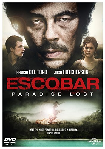 DVD cover for Escobar Paradise Lost featuring Benicio del Toro, Josh Hutcherson, and Claudia Traisac.