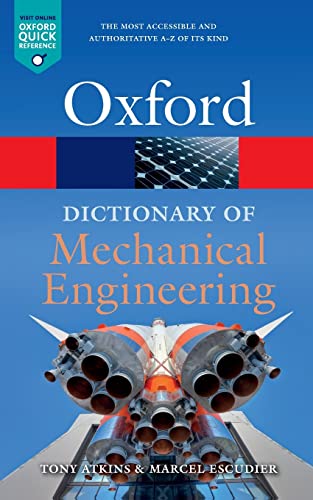 Book cover for Dictionary of Mechanical Engineering featuring rocket engines against a blue background.