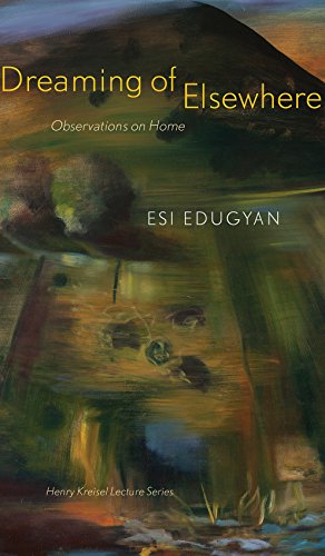 Book cover: "Dreaming of Elsewhere" with abstract landscape painting.