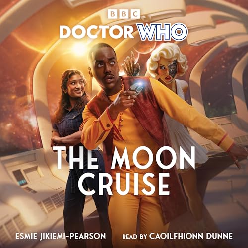 The 15th Doctor, Ruby Sunday, and a cyborg woman on a futuristic spaceship interior.