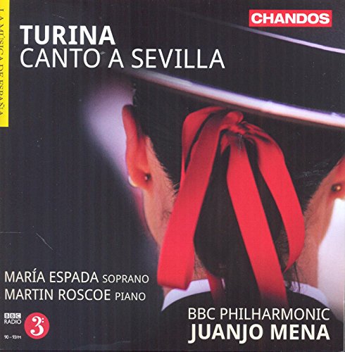 CD cover for Turina’s “Canto A Sevilla” featuring a woman with a red ribbon.