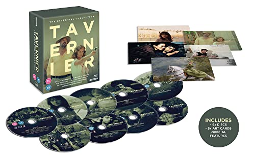 Blu-ray box set of “The Essential Tavernier Collection” with discs and art cards.