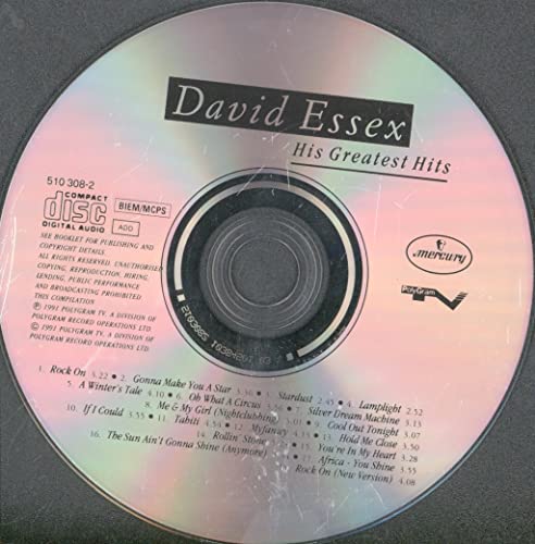 David Essex “His Greatest Hits” CD with tracklist and Mercury logo.