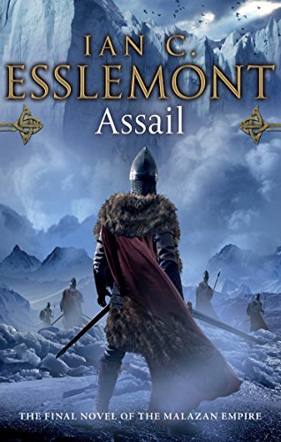 Book cover for Assail by Ian C. Esslemont showing a warrior in snowy mountains.